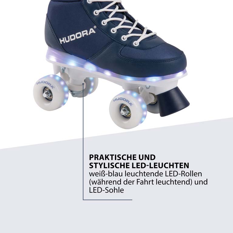 29 bis 38 Rollschuhe mit LED-Lichteffekten in Gr HUDORA Roller Skates Advanced LED navy