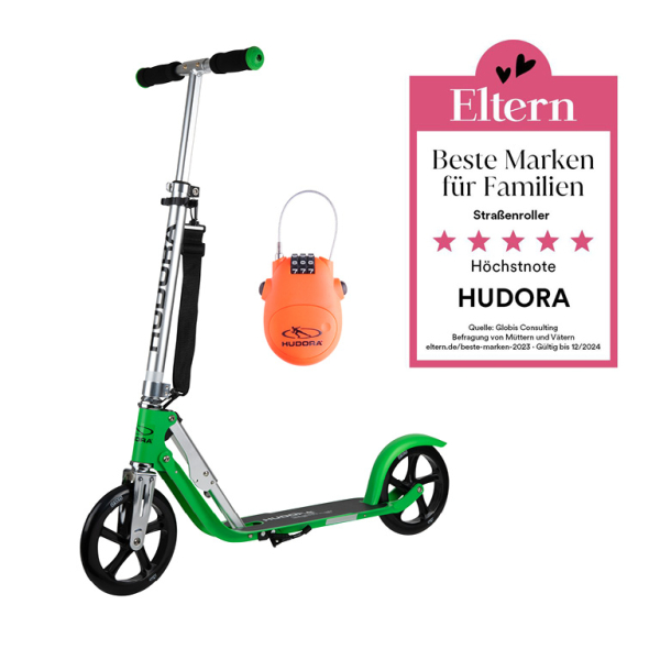 HUDORA BigWheel® 205 Scooter, grass "Exklusiv Edition" inklusive Kabelschloss