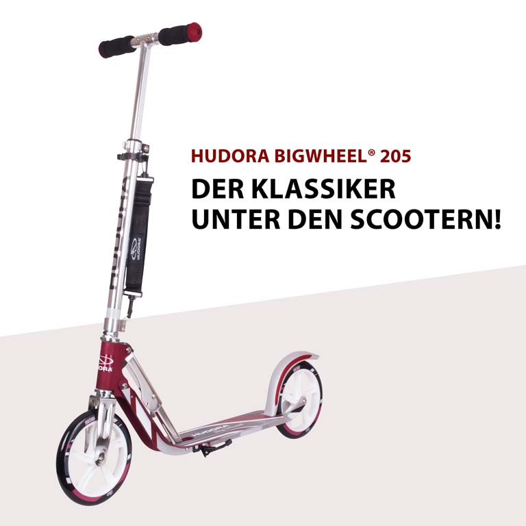 01 Hudora Big Wheel 205 Magenta Scooter Roller extra große Räder 14764 